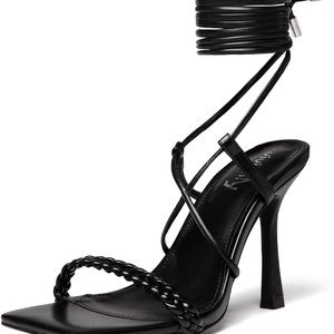 Women's Braided Lace Up Heeled Sandals